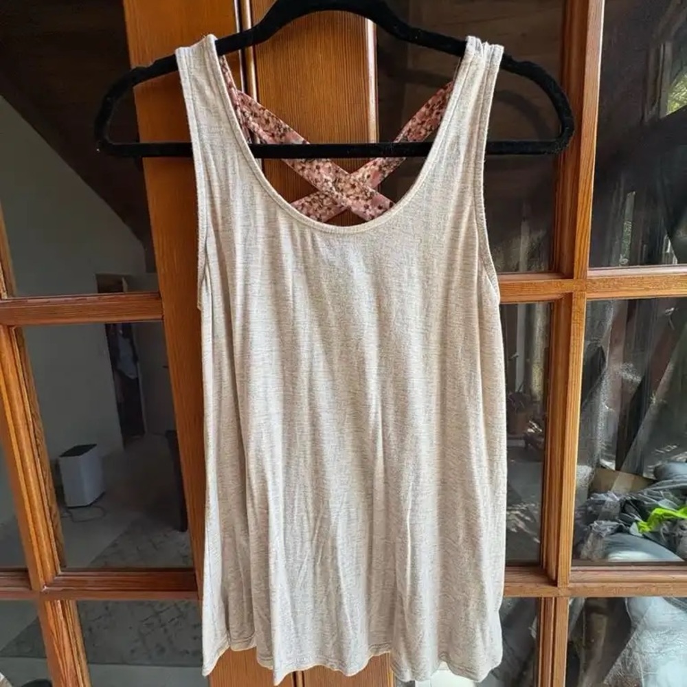 Cream Sleeveless Relaxed Backless Tank Top